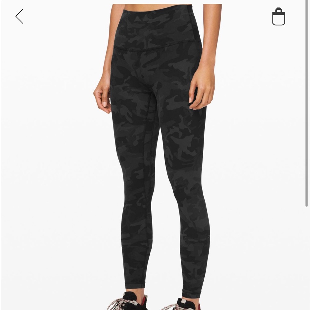 lululemon align pants 25” black camo, size 4